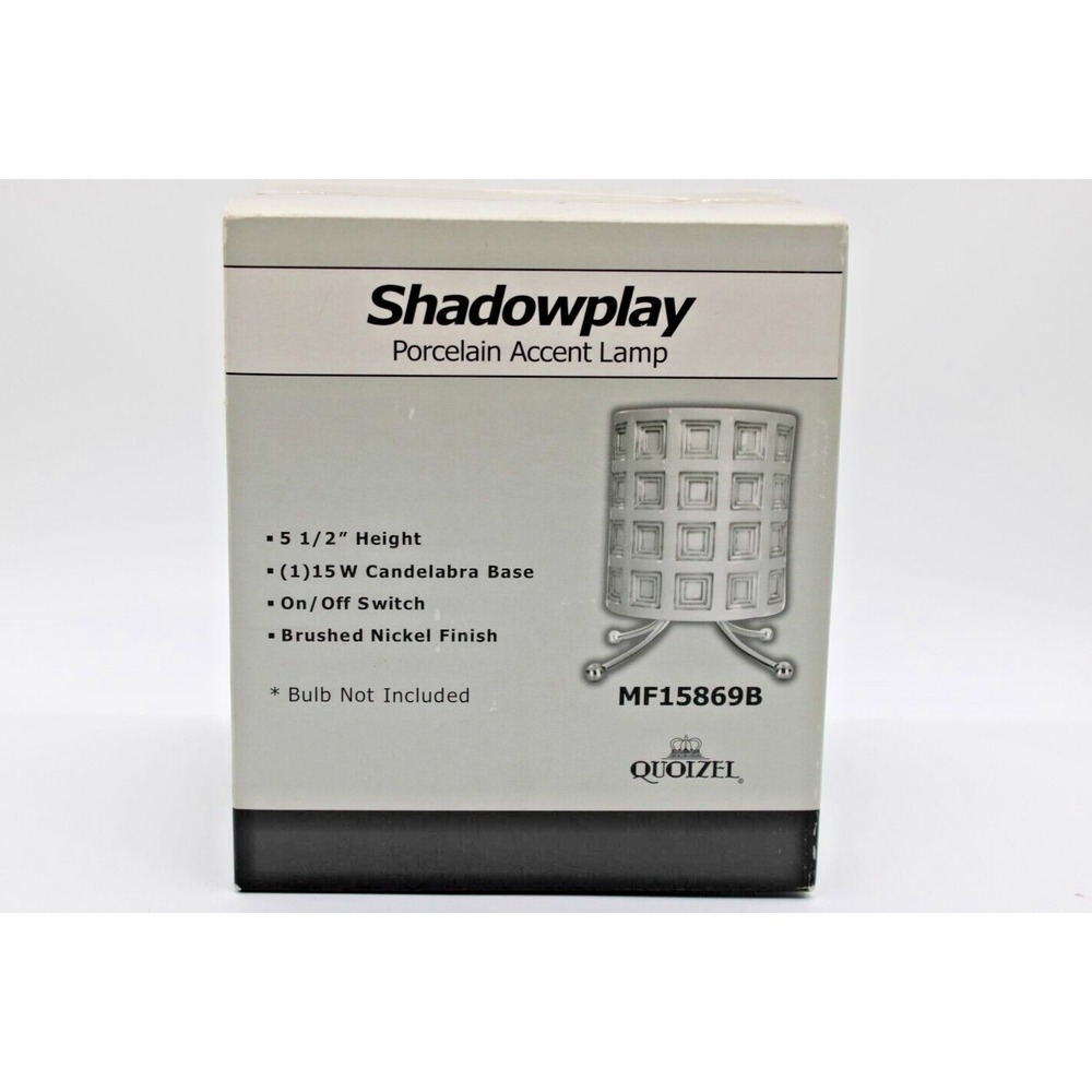 NOS Quoizel Shadowplay Porcelain Accent Lamp NEW in box, 5.5" Brushed Nickel